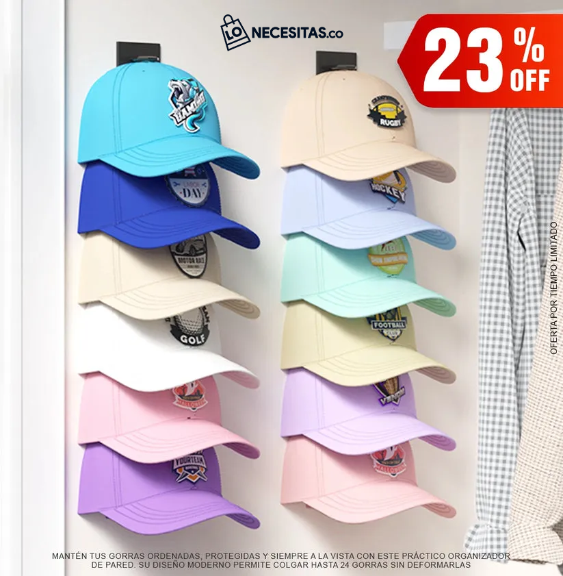 Soporte de pared para gorras